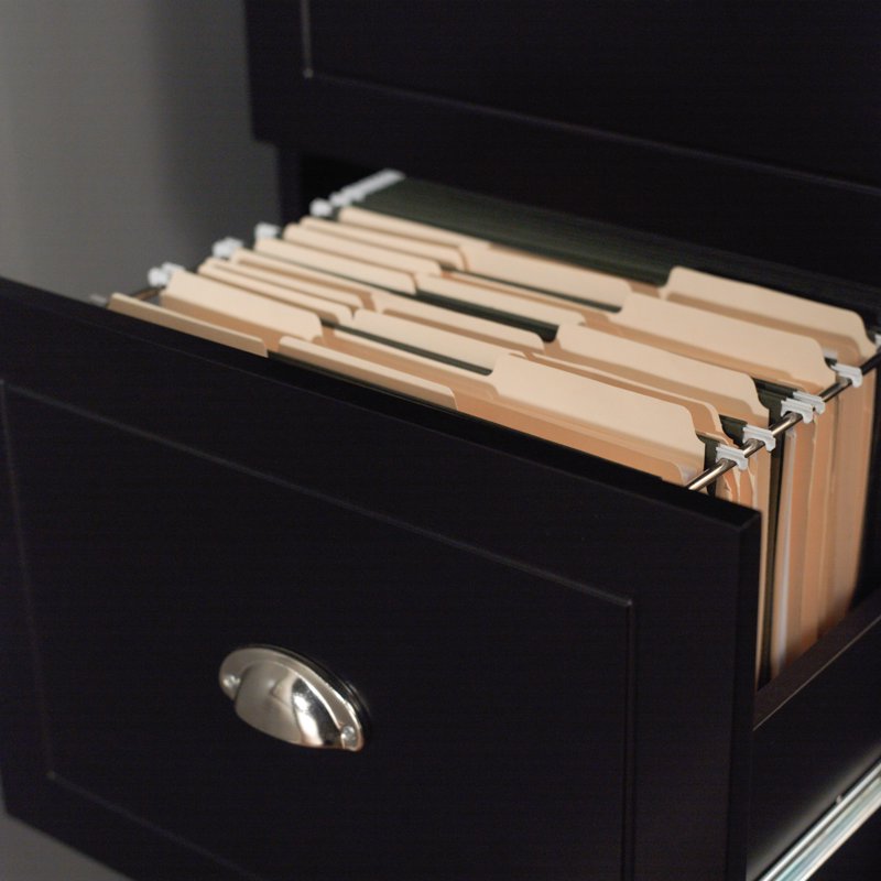 Black Two-Drawer Filing Cabinet for Home Office Storage