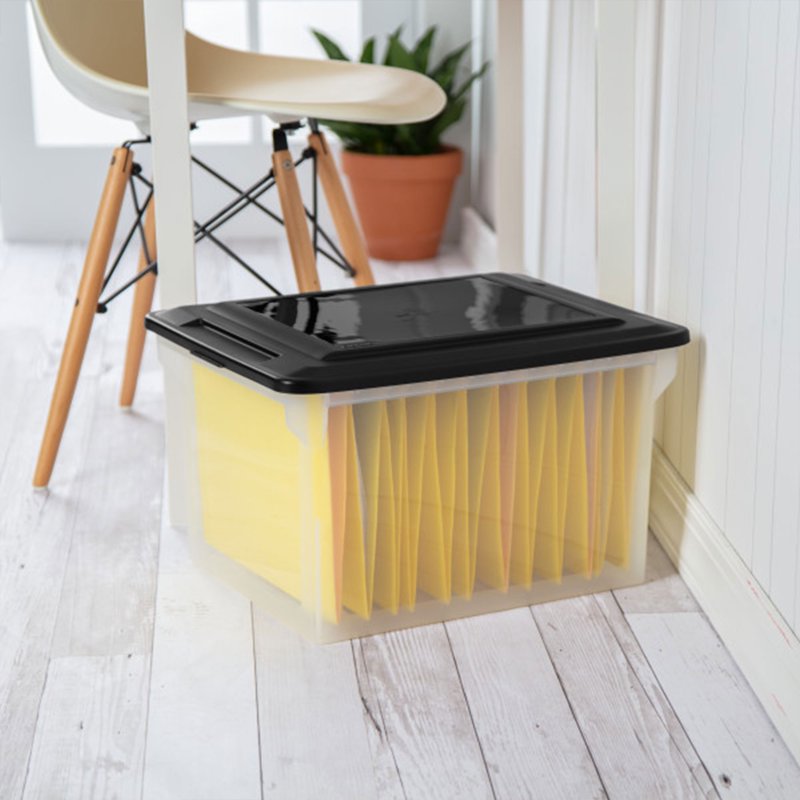 Clear Plastic File Storage Boxes with Lid - 12 Pack Office & Home Organization