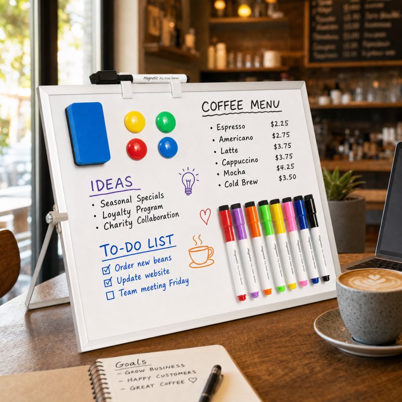 16-Inch Double-Sided Magnetic Whiteboard with Stand for Office & Home