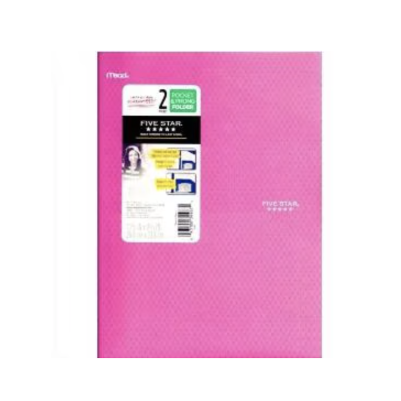 Pink Plastic Folder with Prong Fasteners and 2 Internal Pockets - Office Organization
