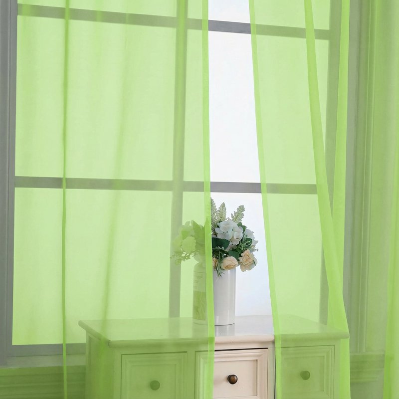 Sheer Curtains Set of 2 - Light Filtering Voile Drapes for Living Room & Bedroom