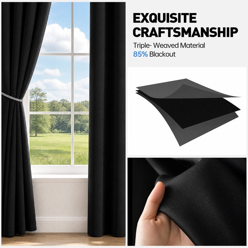 Blackout Curtains Set of 2 - Thermal Insulated Room Darkening Drapes for Bedroom & Living Room