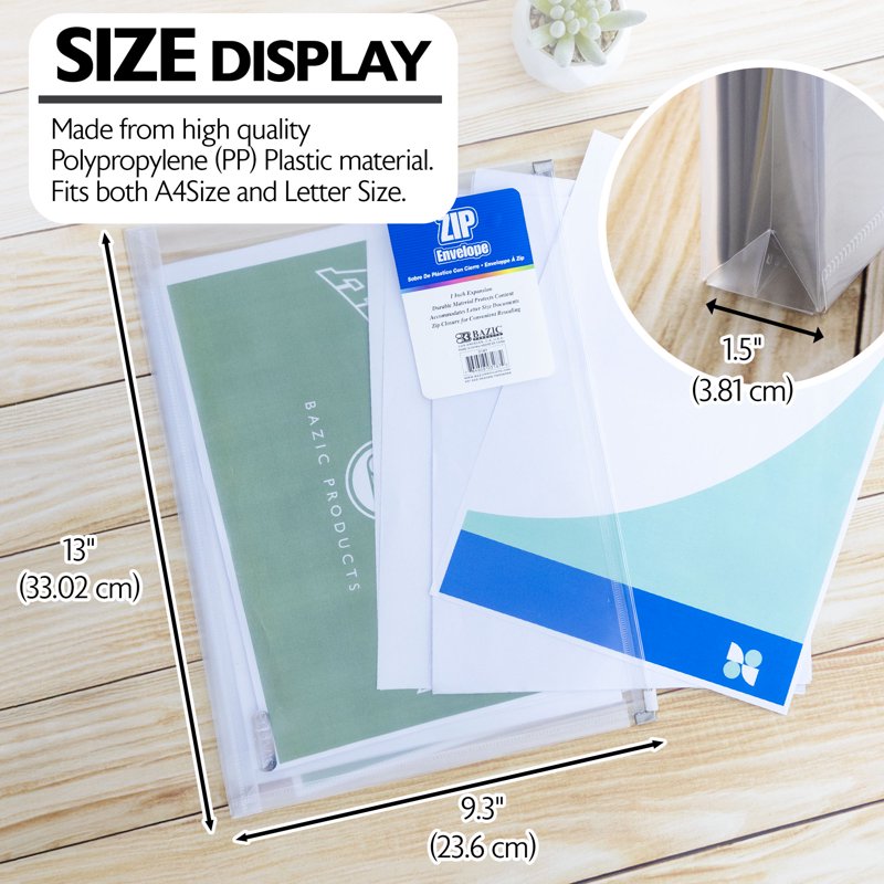 Plastic Envelope Zip Closure 24-Pack Clear Office Document Folders