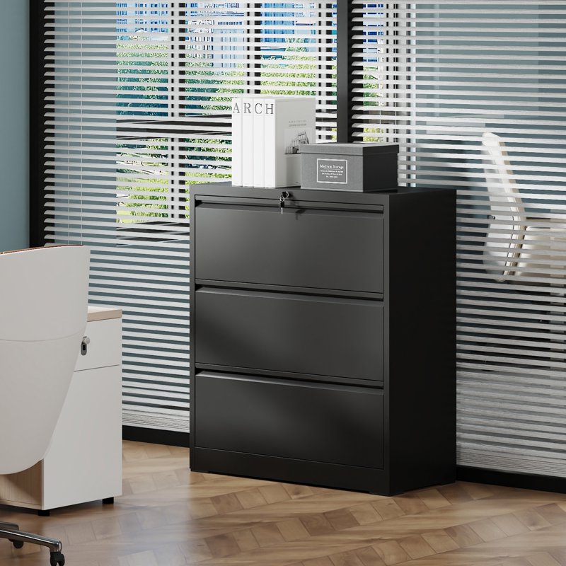 Heavy Duty 3-Drawer Lateral File Cabinet - Metal Locking Storage for Home Office