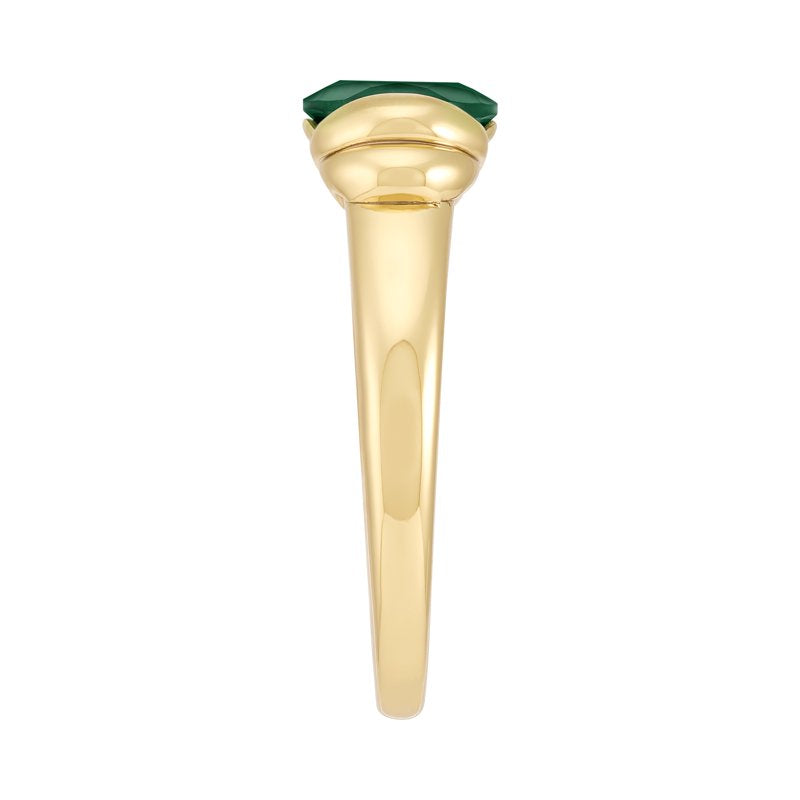 Oval Simulated Emerald Engagement Ring in 14K Gold Plated Sterling Silver