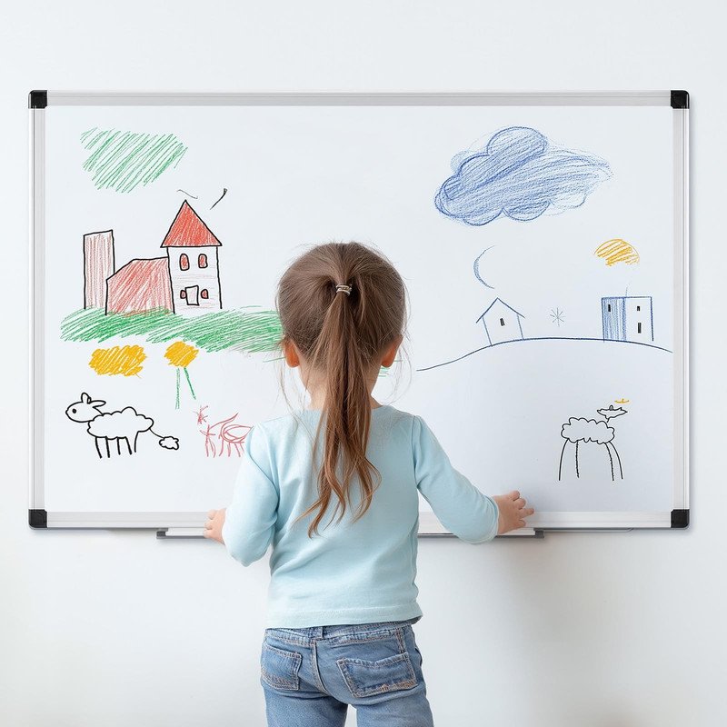 Magnetic Whiteboard Wall Mount Dry Erase Board with Aluminum Pen Tray — Multiple Sizes
