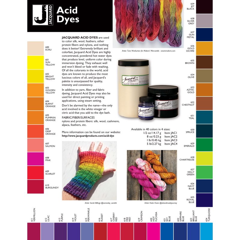 Fabric Dye - Acid Dye for Silk, Wool, and Protein Fibers, 8 oz