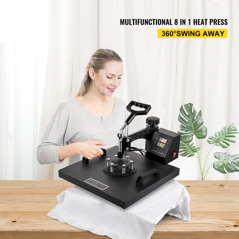 15x15 Inch 8-in-1 Digital Heat Press Machine for T-Shirts Hats Mugs