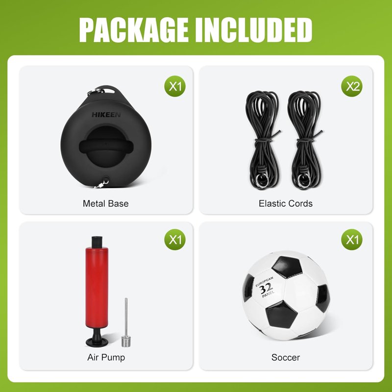 Adoreal Soccer Training Set with Metal Base - Portable Solo Rebound Trainer (Black)