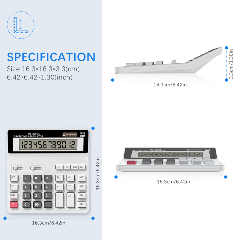 Desktop Calculator with Large LCD Display Dual Power & Big Buttons for School Office Home
