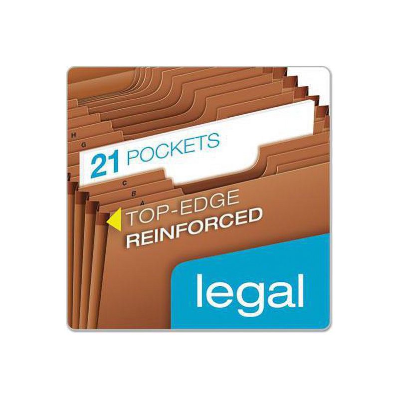 Heavy-Duty Expanding File Organizer with 21 Pockets - Legal Size, Brown