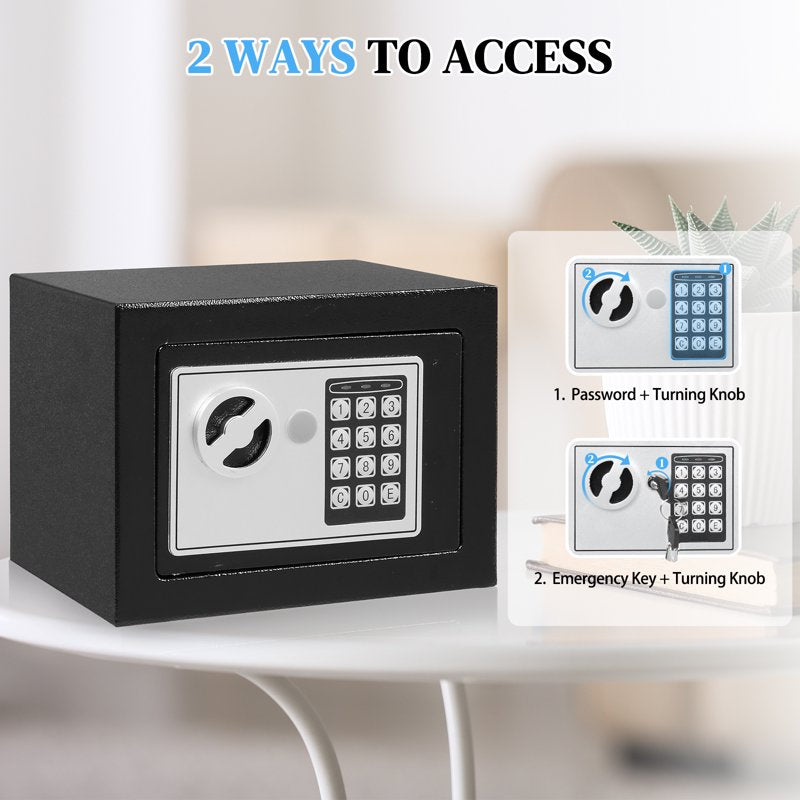 Wall-In Style Electronic Digital Safe Box 0.17 Cu Ft Security Safe with Key Lock