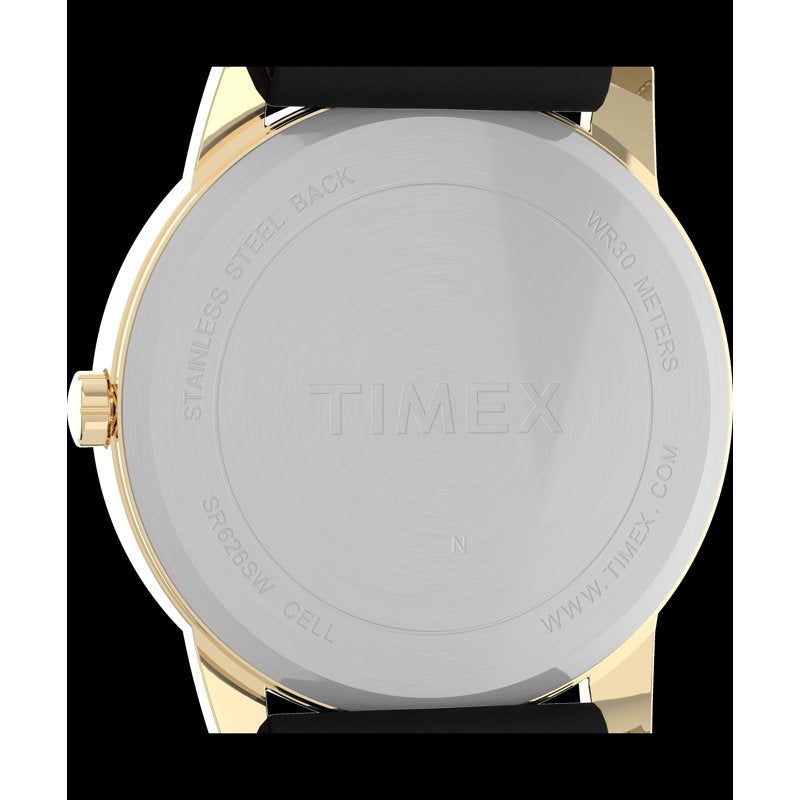 Timex Men's Easy Reader 35mm Watch - Gold-Tone Case, White Dial, Leather Strap