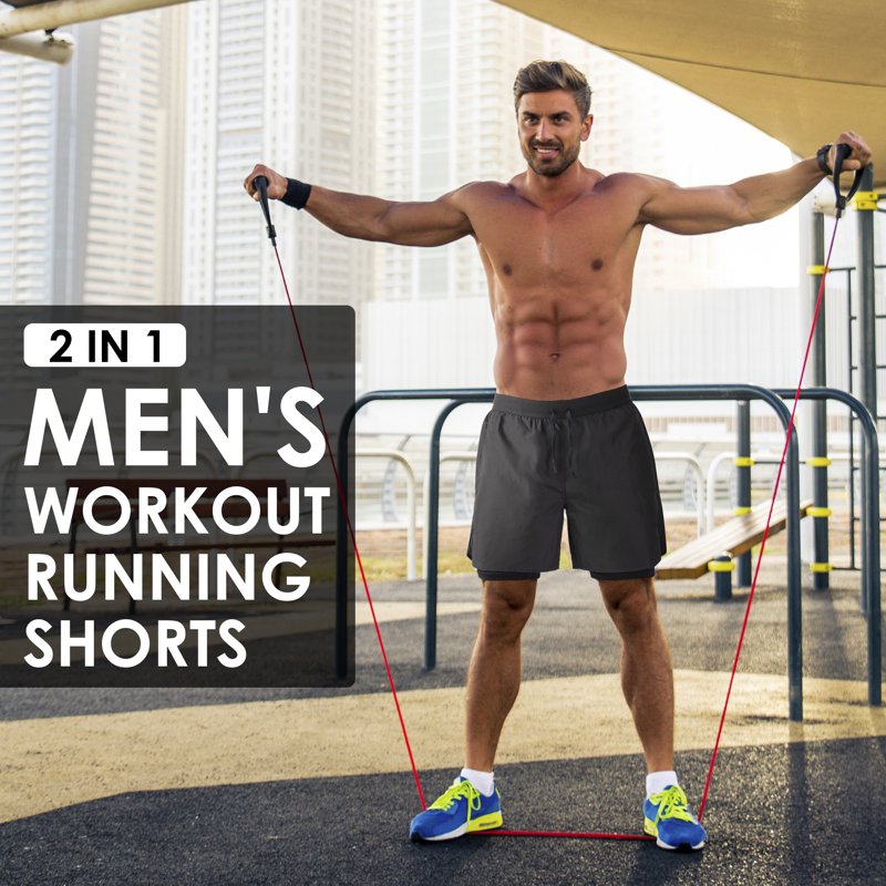 Men's Athletic Shorts with Liner - Quick Dry Workout & Sports Shorts, 2 Pack
