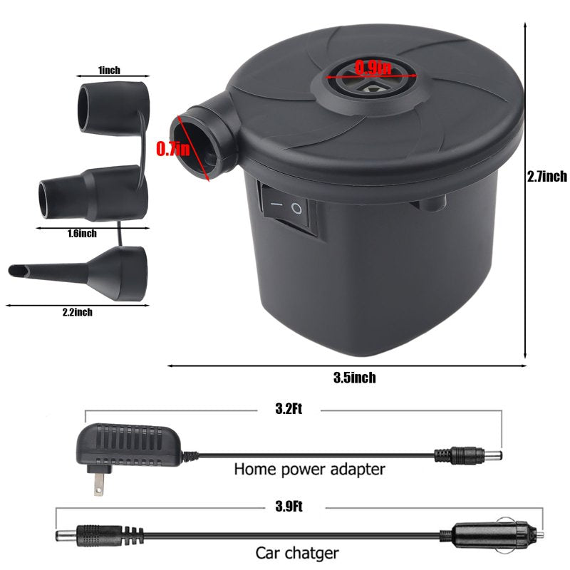 Electric Air Pump for Inflatables, Air Mattress & Cushions, Black