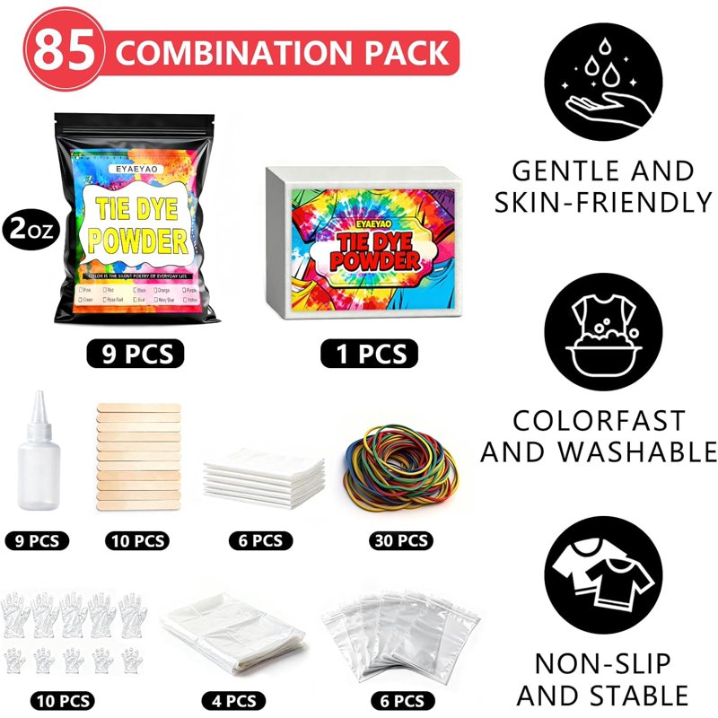 Tie Dye Kit with 9 Vibrant Colors - Permanent Fabric Dye for Clothing & Textiles - Non-Toxic & Easy to Use