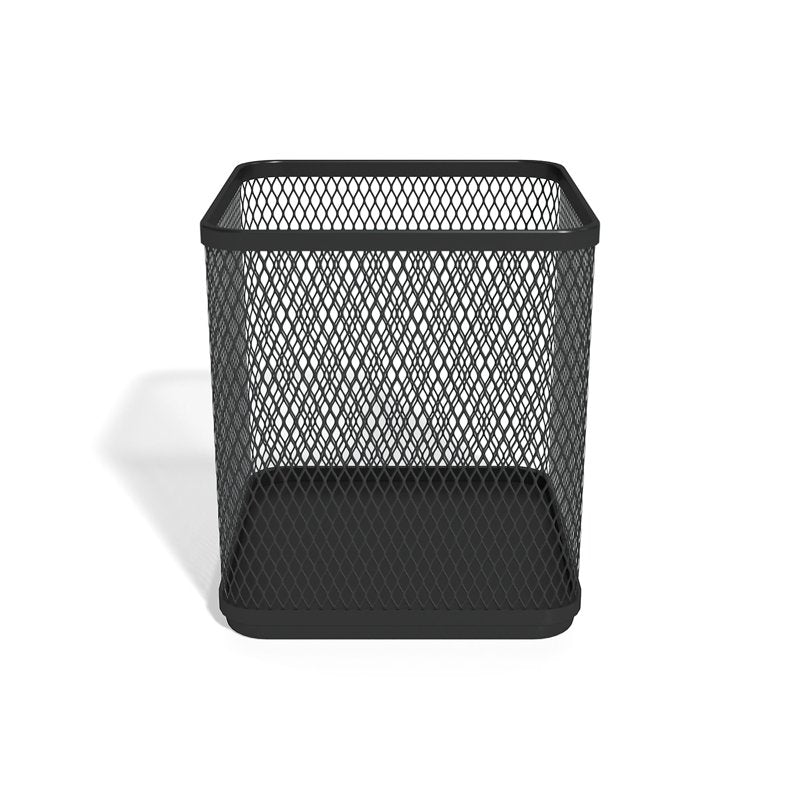 Stackable Wire Mesh Pencil Holder - Black Office Desk Organizer 3 Pack