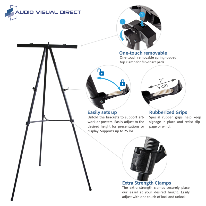 Lightweight Aluminum Flip Chart Easel for Presentations, Adjustable Height