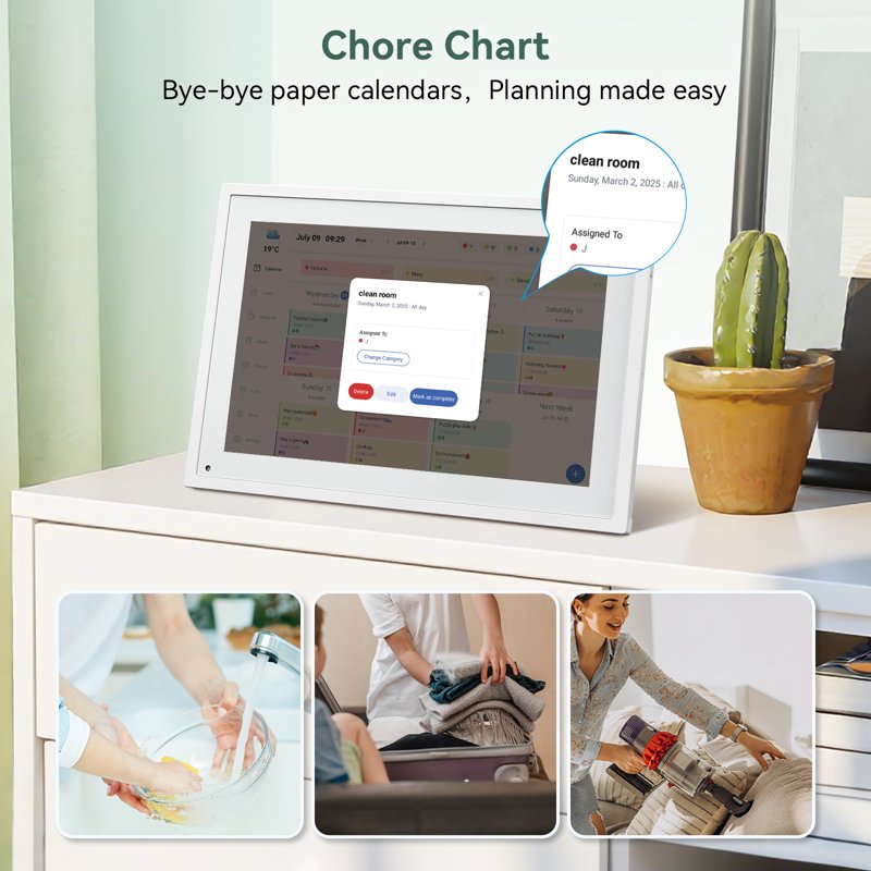 10.1 Inch Digital Calendar with Touchscreen Family Organizer and Photo Frame