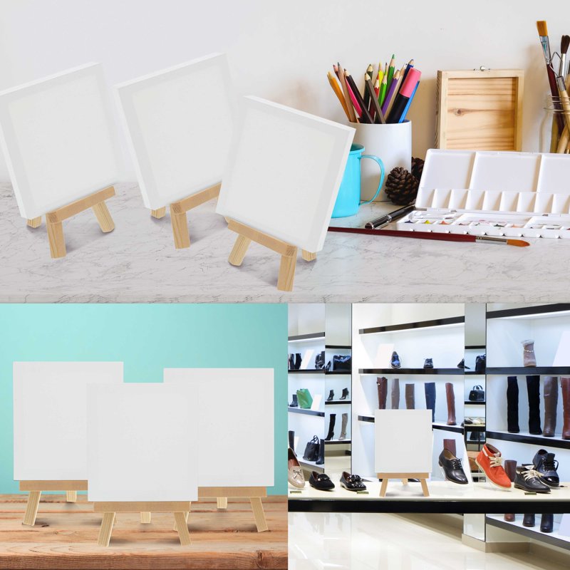 Mini Wooden Display Easels Pack of 6 - 8 Inch Tabletop Art Stands for Canvas & Signage