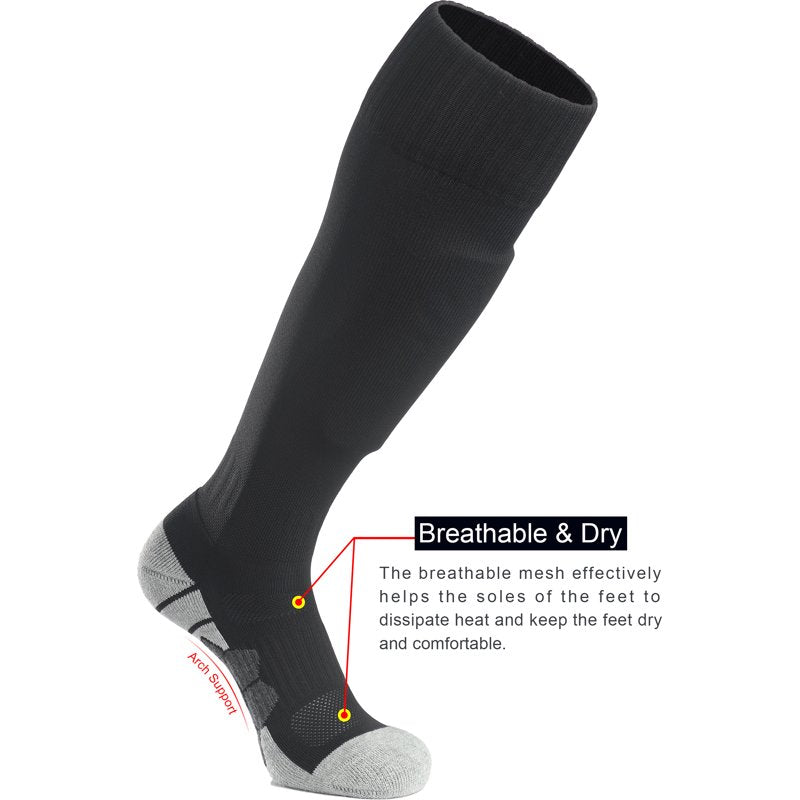 Knee High Soccer Socks for Team Sports - Cushioned Athletic Socks for Boys, Girls, Men & Women