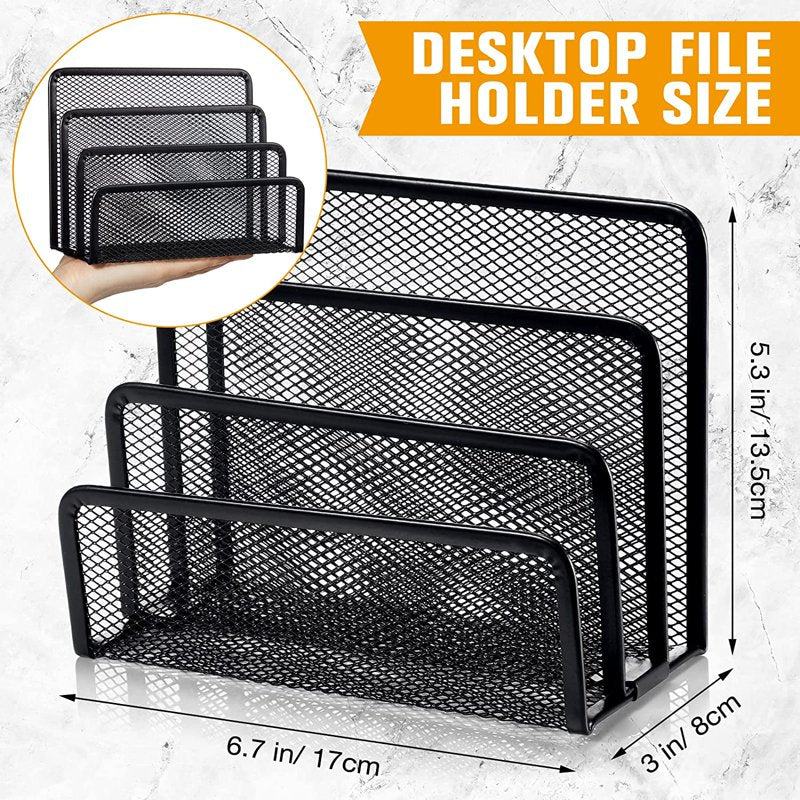 Desk Mail Organizer, Small Metal Mesh Letter Holder for Office & Home