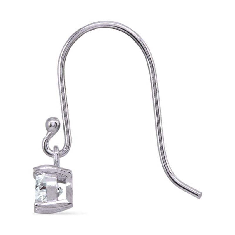 Sterling Silver White Sapphire Dangle Earrings 5mm Solitaire Jewelry for Women & Teens