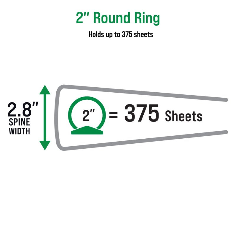 3-Ring Binders with 2" Rings & 375-Sheet Capacity - Black, 12-Pack