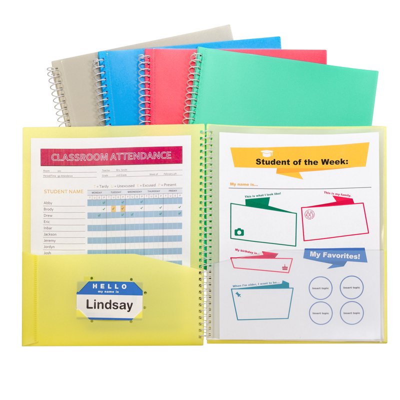 8-Pocket Spiral Bound Portfolio for Documents and Projects - Archival Poly