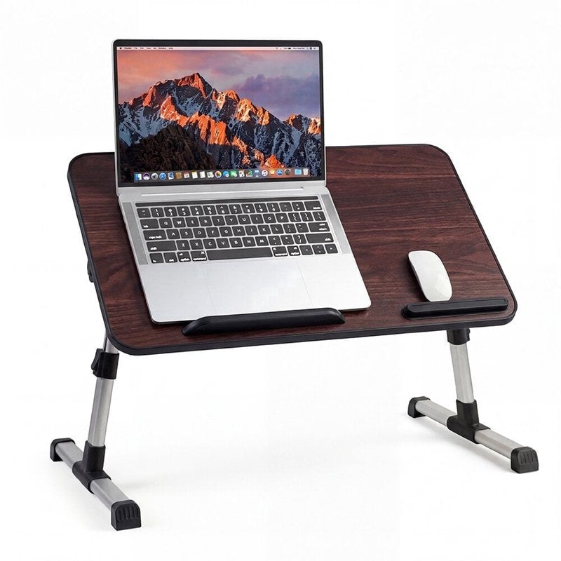 Cowin Adjustable Laptop Desk Table - Foldable Lap Desk 23.62" x 13.4", Walnut (Variation: 23.62" x 13.4", Walnut)