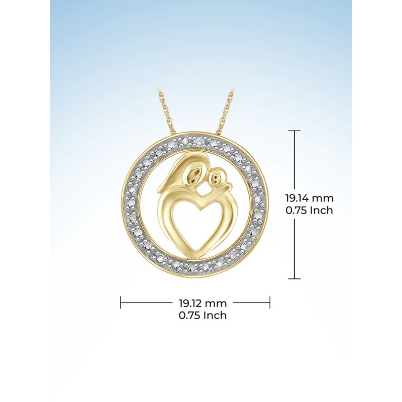 Sterling Silver Mom Necklace with White Diamonds and 14k Gold Over Silver – Mother Daughter Gift