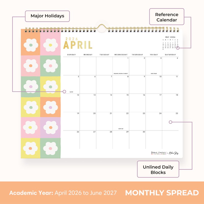 15-Month Academic Wall Calendar April 2026 - June 2027, Colorful Design, 15x12 Inches – Office & Classroom Organizer