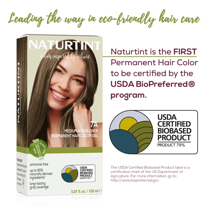 Natural Hair Color Permanent Hair Dye - 7A Medium Ash Blonde, Vegan & Nourishing