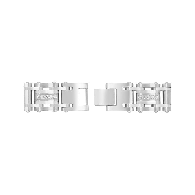 Men's Stainless Steel Cubic Zirconia Link Bracelet - Silver & Two-Tone Options