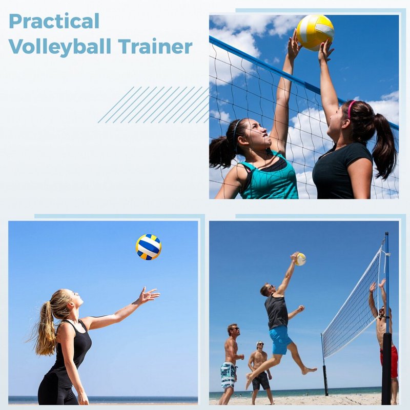 Solo Volleyball Spike Trainer with Adjustable Elastic Cord & Ball Pouch