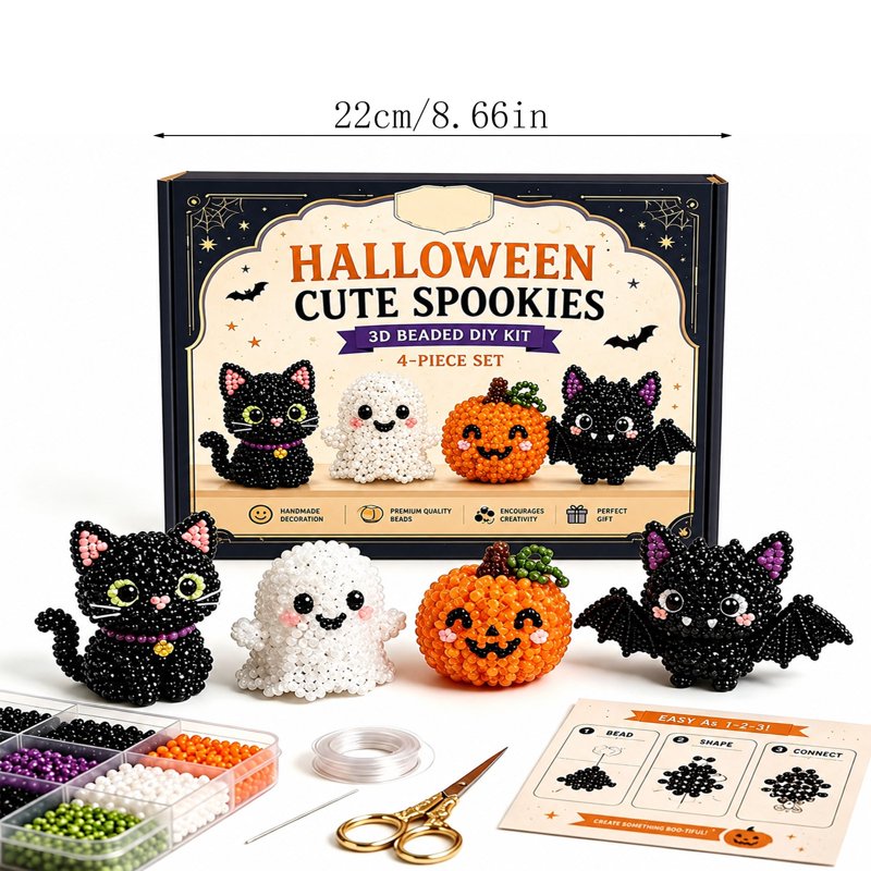 Mini 3D Beaded Animal Craft Kit for Halloween DIY Embroidery Gift