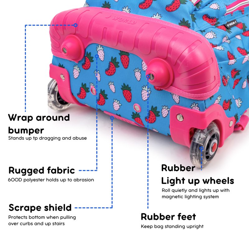 Kids Rolling Backpack with Insulated Lunch Bag - School & Travel