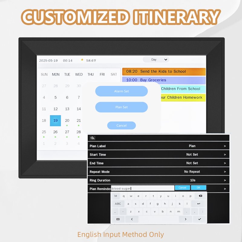 WiFi Touch Screen Digital Calendar Desk Organizer - 10.1 & 15.6 Inch Variants