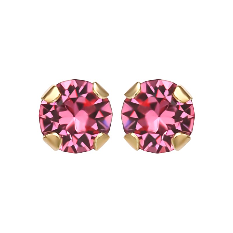 Girls 14K Gold October Birthstone Crystal Stud Earrings - Jewelry Gift