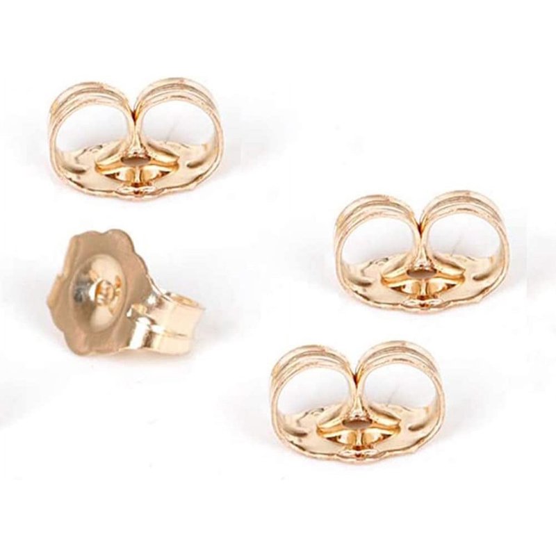 14K Gold Earring Backs - 4 Pieces Replacement for Stud Earrings, Diameter 5.4MM