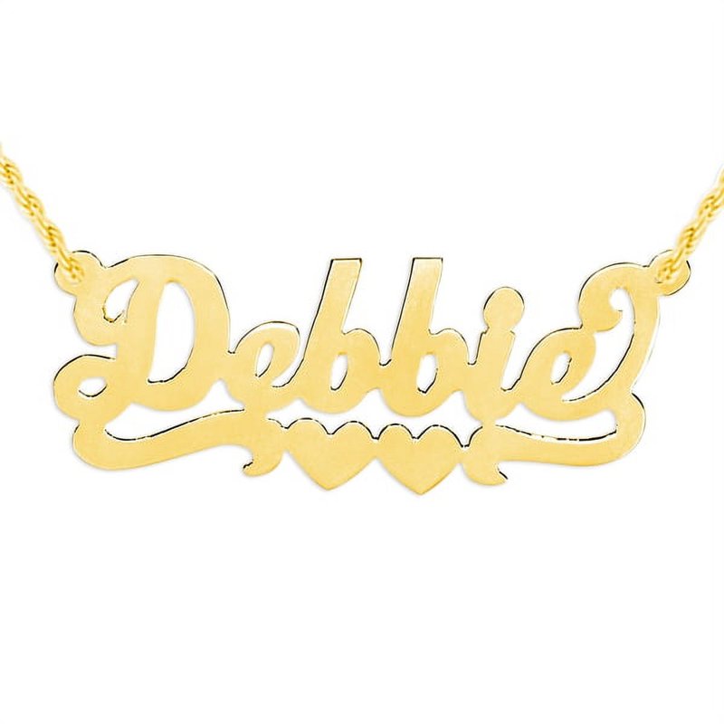 Personalized Name Necklace with Double Hearts - Sterling Silver or Gold Plated Jewelry