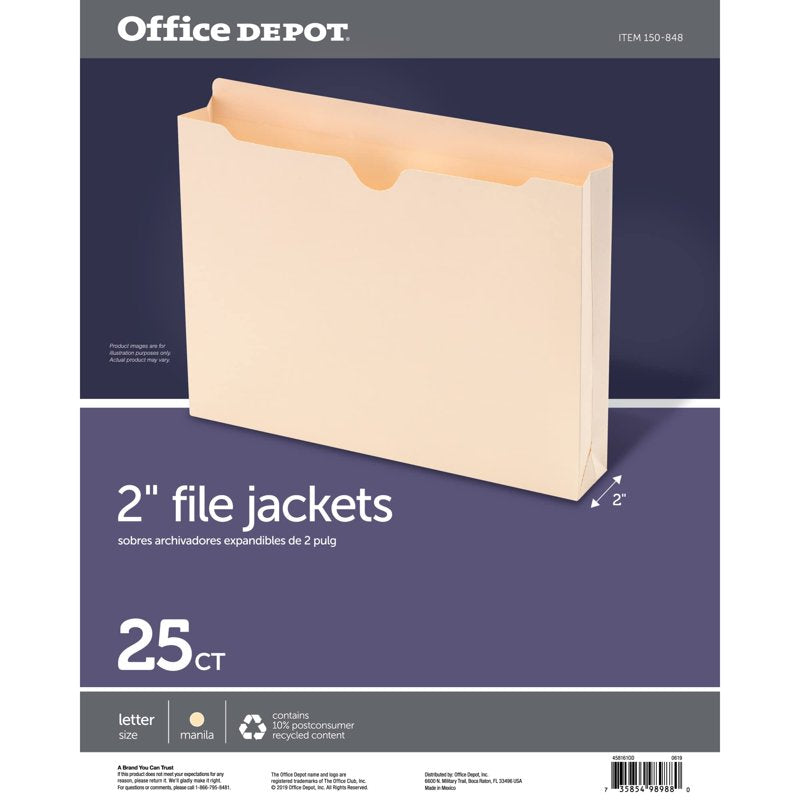 Double-Top File Jackets - Letter Size, 25 Pack, Expandable Office Organization