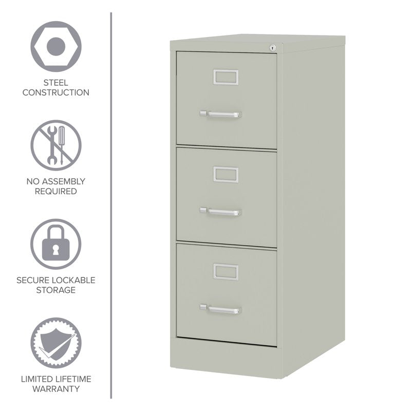 Locking Metal File Cabinet with 3 Drawers - Commercial Grade Vertical Storage