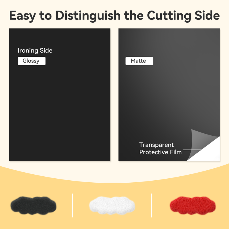 Heat Transfer Puff Vinyl 12x2ft Roll for T-Shirts & Fabric Crafts - Black, White, Red