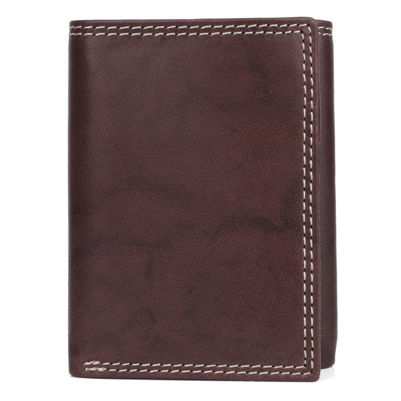 Men's Leather Hunt Three-Fold Wallet with Card Slots & ID Window