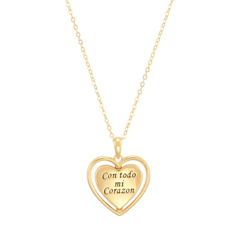 Sterling Silver and Gold Plated Reversible Heart Pendant Necklace, 20-inch Chain