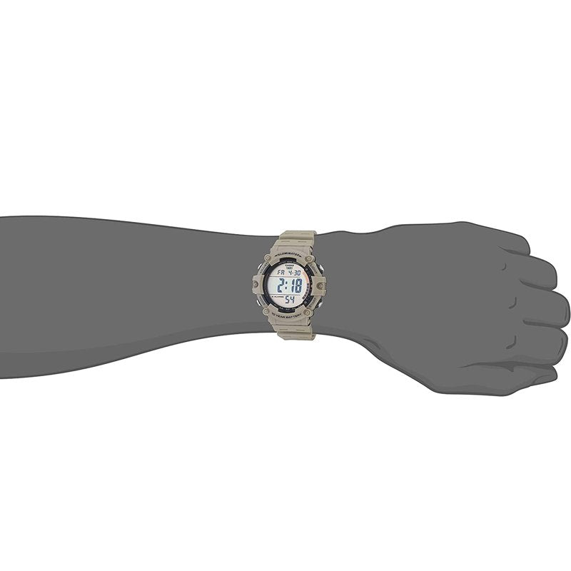 Digital Men's Wide Face Watch with Resin Strap - Water Resistant 100M