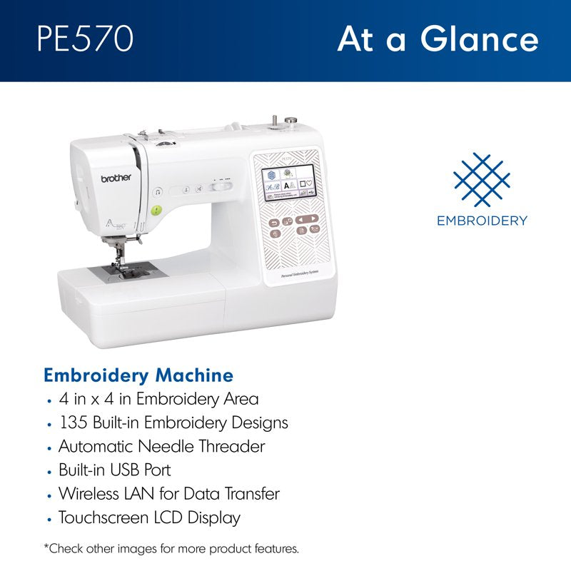 Embroidery Machine with 135 Built-in Designs, Wireless Connectivity, Touchscreen