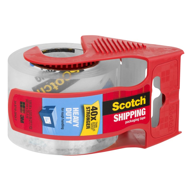 Heavy Duty Packaging Tape with Dispenser, Clear 1.88 in. x 1000 in. - Strong Shipping Tape