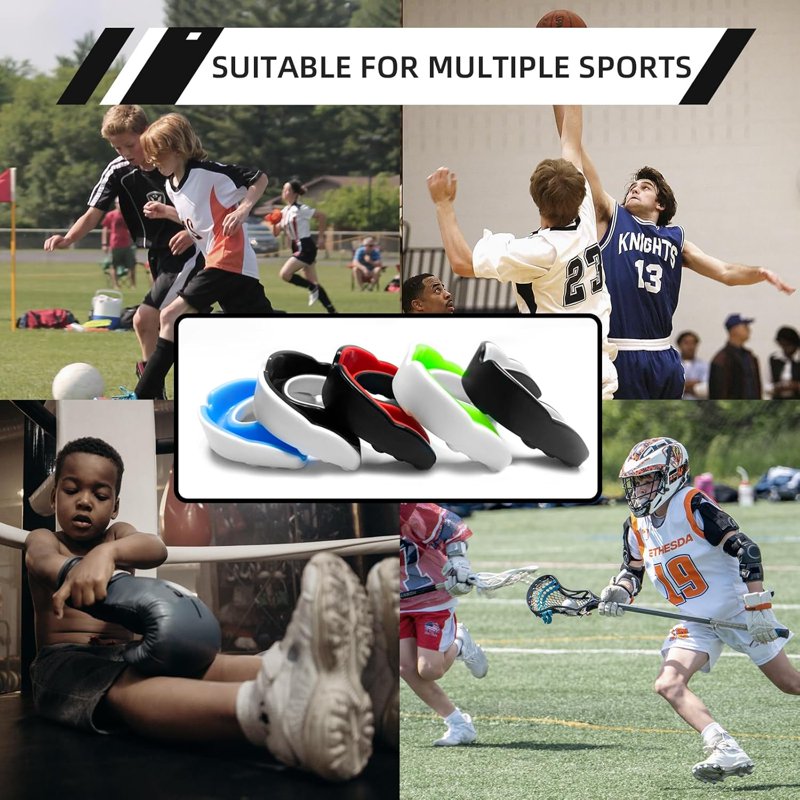 Kids Youth Sports Mouth Guard Set with Case for Football Lacrosse Soccer Boxing
